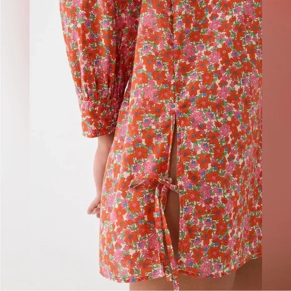 J.Crew Cotton voile tunic cover-up with side ties in brilliant blooms si… - Picture 3 of 14